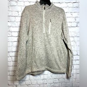 Woolrich Mens L 1/4 Zip Pullover Heather Gray Long Sleeve Zip Pocket